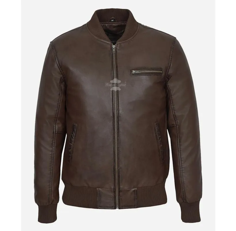 70's Classic Men's Leather Bomber Jacket