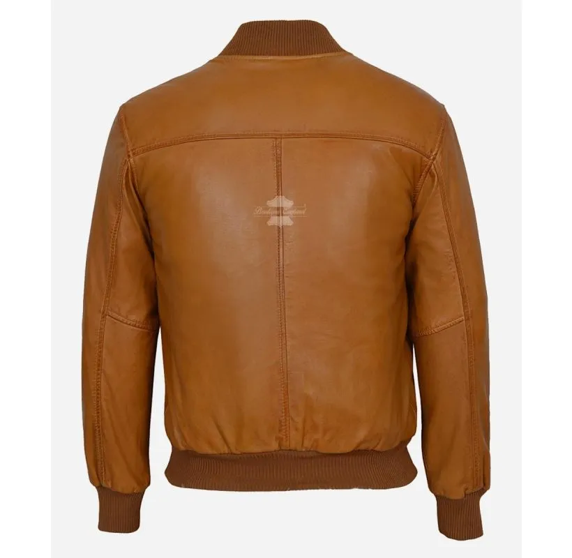 70's Classic Men's Leather Bomber Jacket