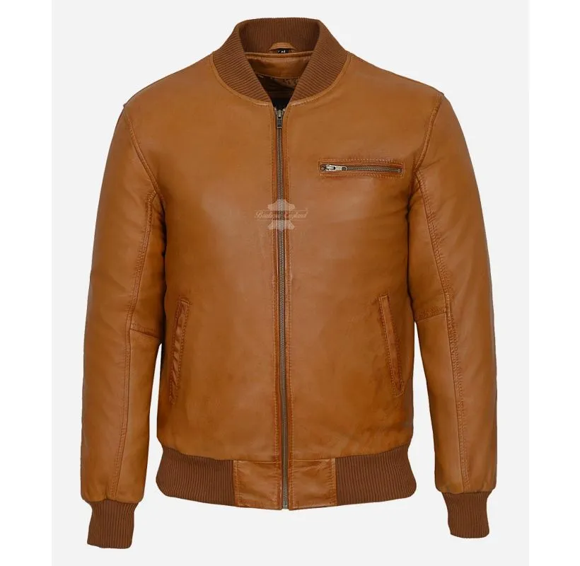 70's Classic Men's Leather Bomber Jacket