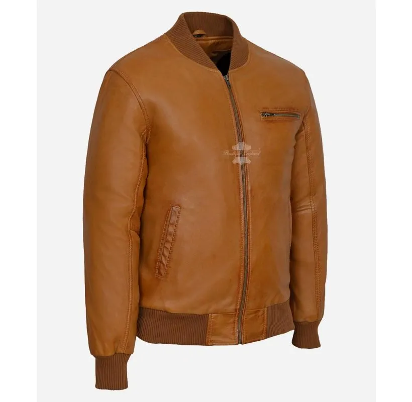 70's Classic Men's Leather Bomber Jacket