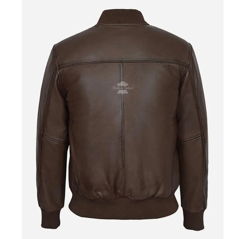 70's Classic Men's Leather Bomber Jacket