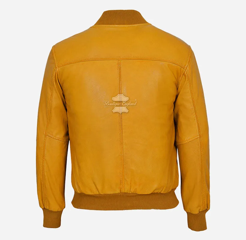 70'S Classic Mens Leather MA-1 Bomber Jacket