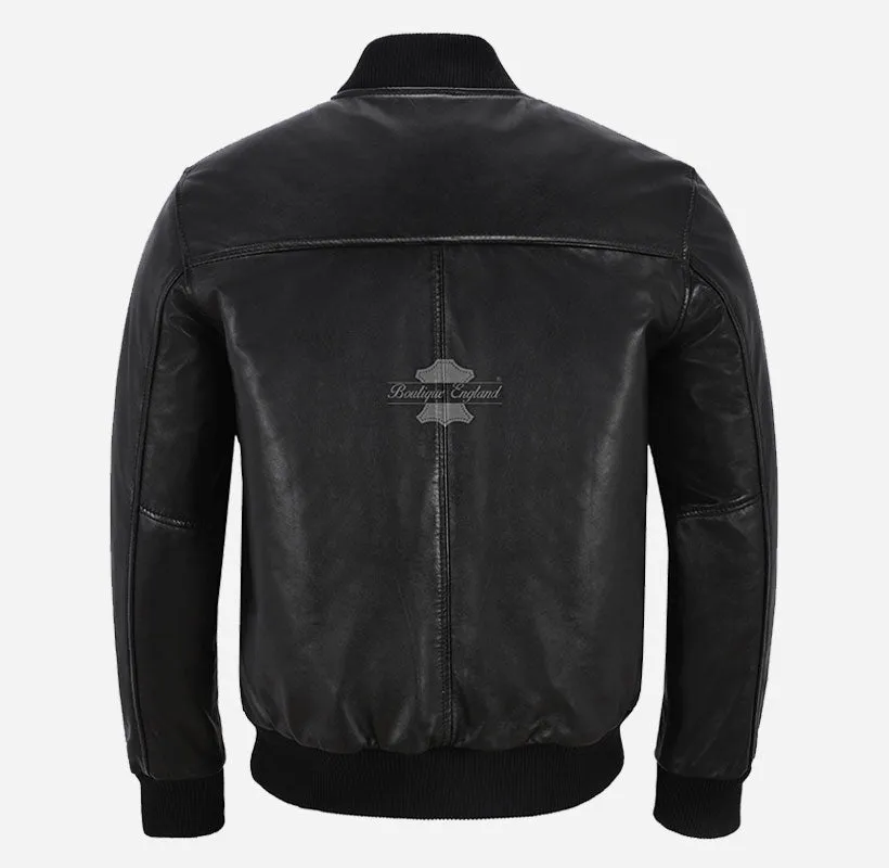 70'S Classic Mens Leather MA-1 Bomber Jacket