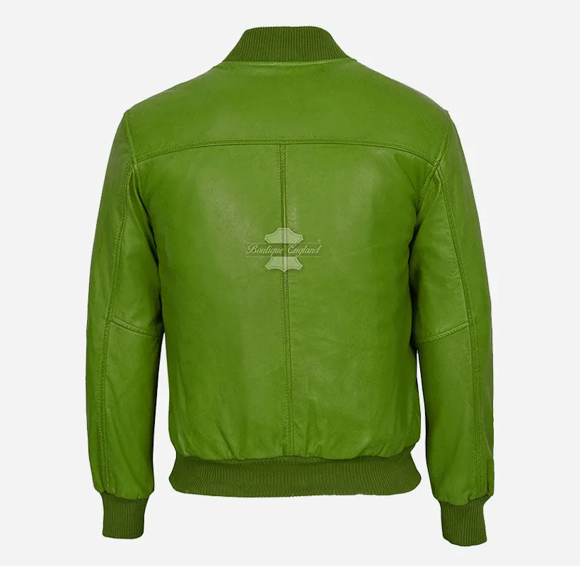 70'S Classic Mens Leather MA-1 Bomber Jacket