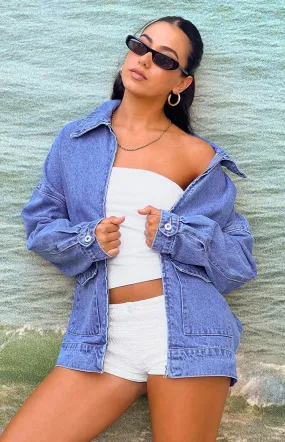 Abigail Mid Wash Denim Bomber Jacket