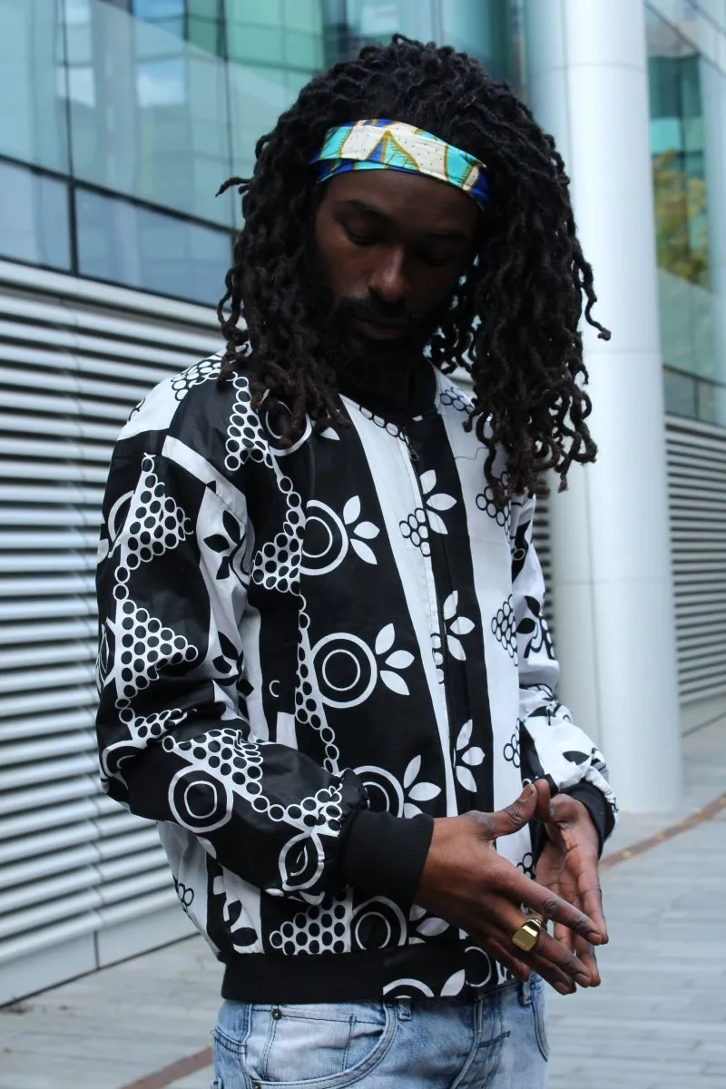 African Bomber Jacket In White & Black