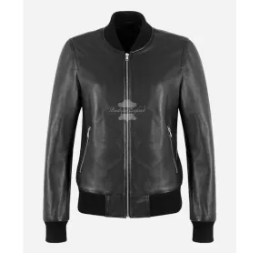 ALPHA 2 Women's Leather Bomber Jacket Regular Fit Flying Jacket