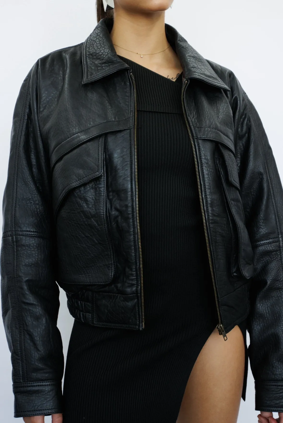 Aries Bomber Classic Black Leather Jacket