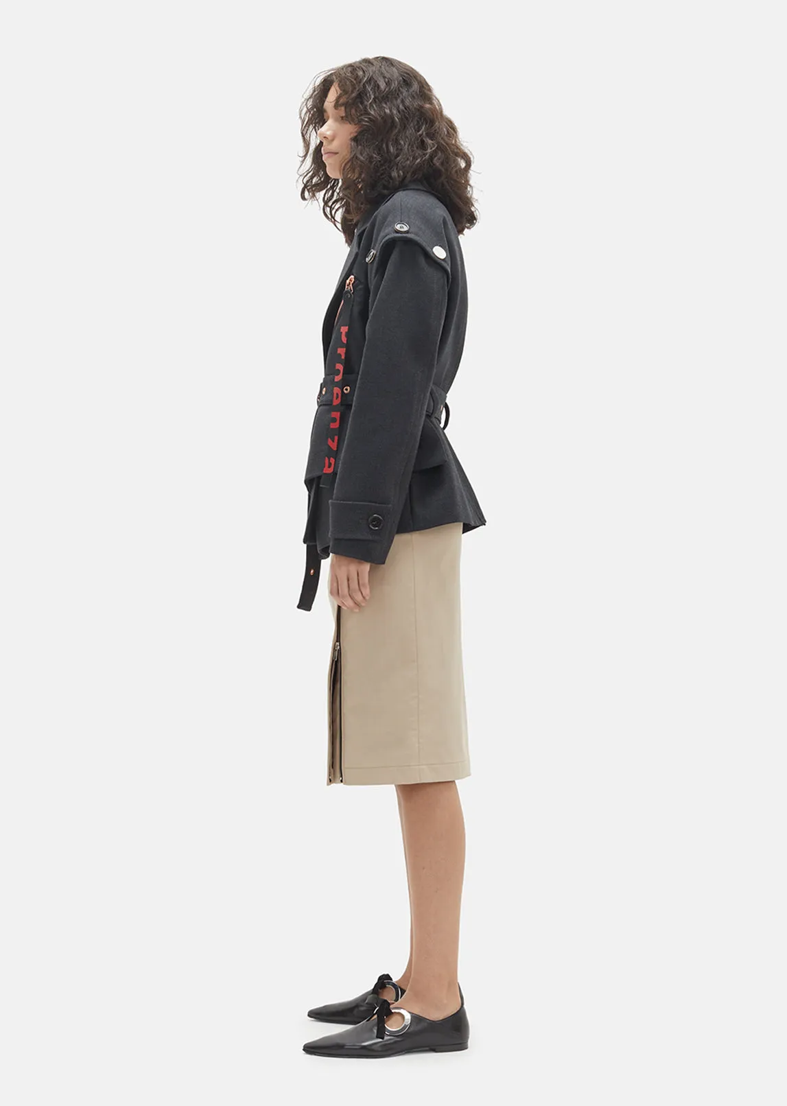 Asymmetric Twill Moto Jacket