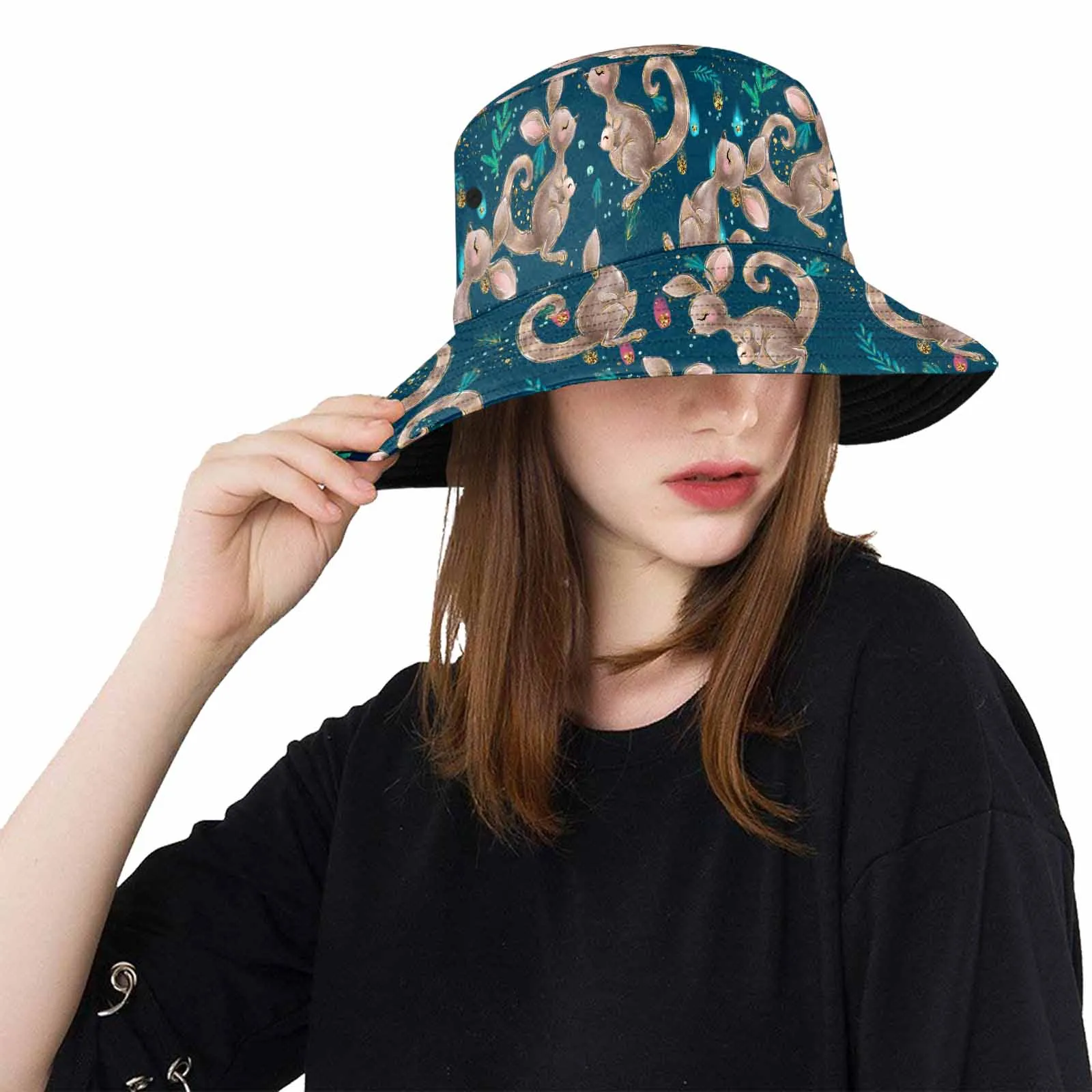 Australian Kangaroos Blue  Unisex Summer Single-Layer Bucket Hat