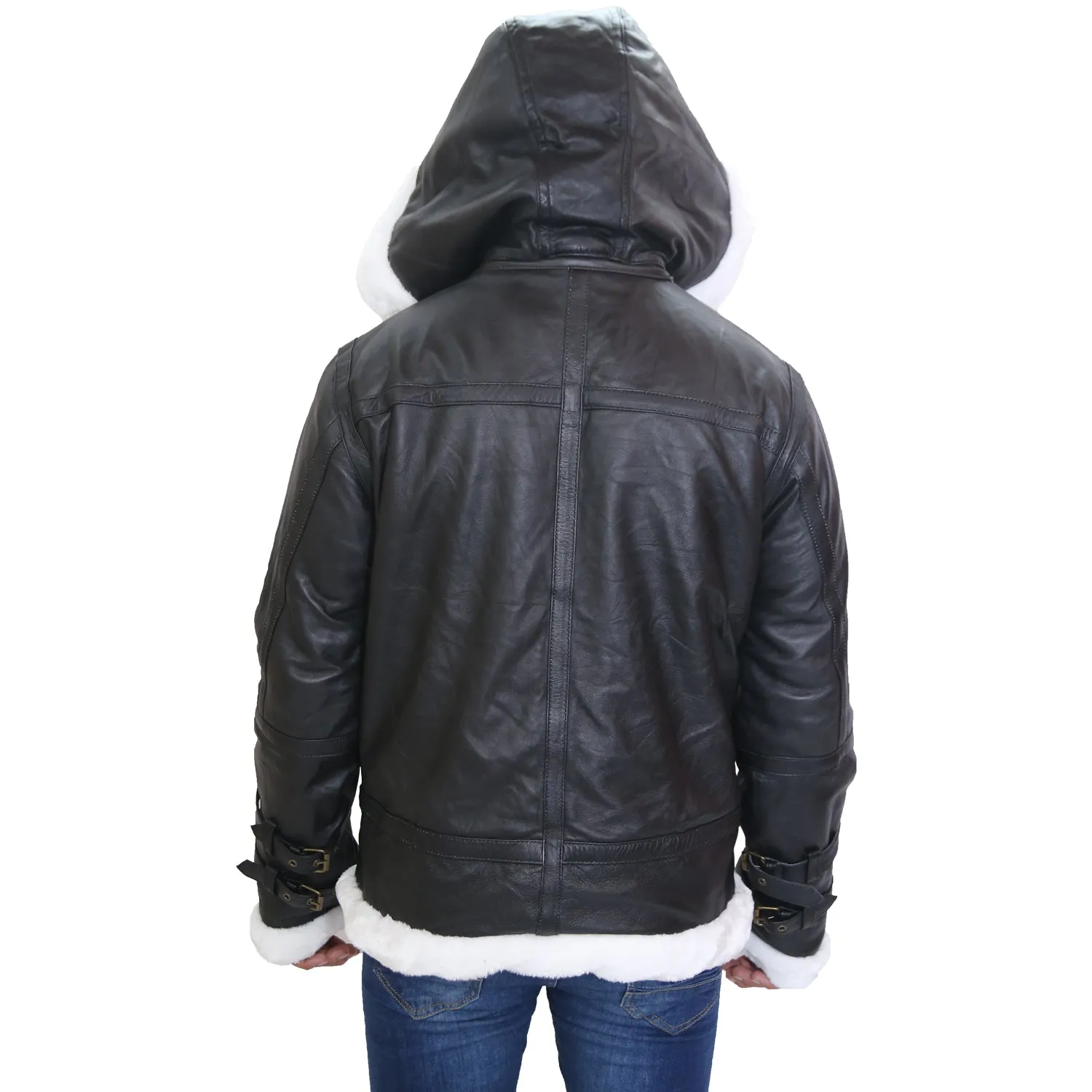 B3 Bomber Aviator Shearling Black Mens Leather Jacket