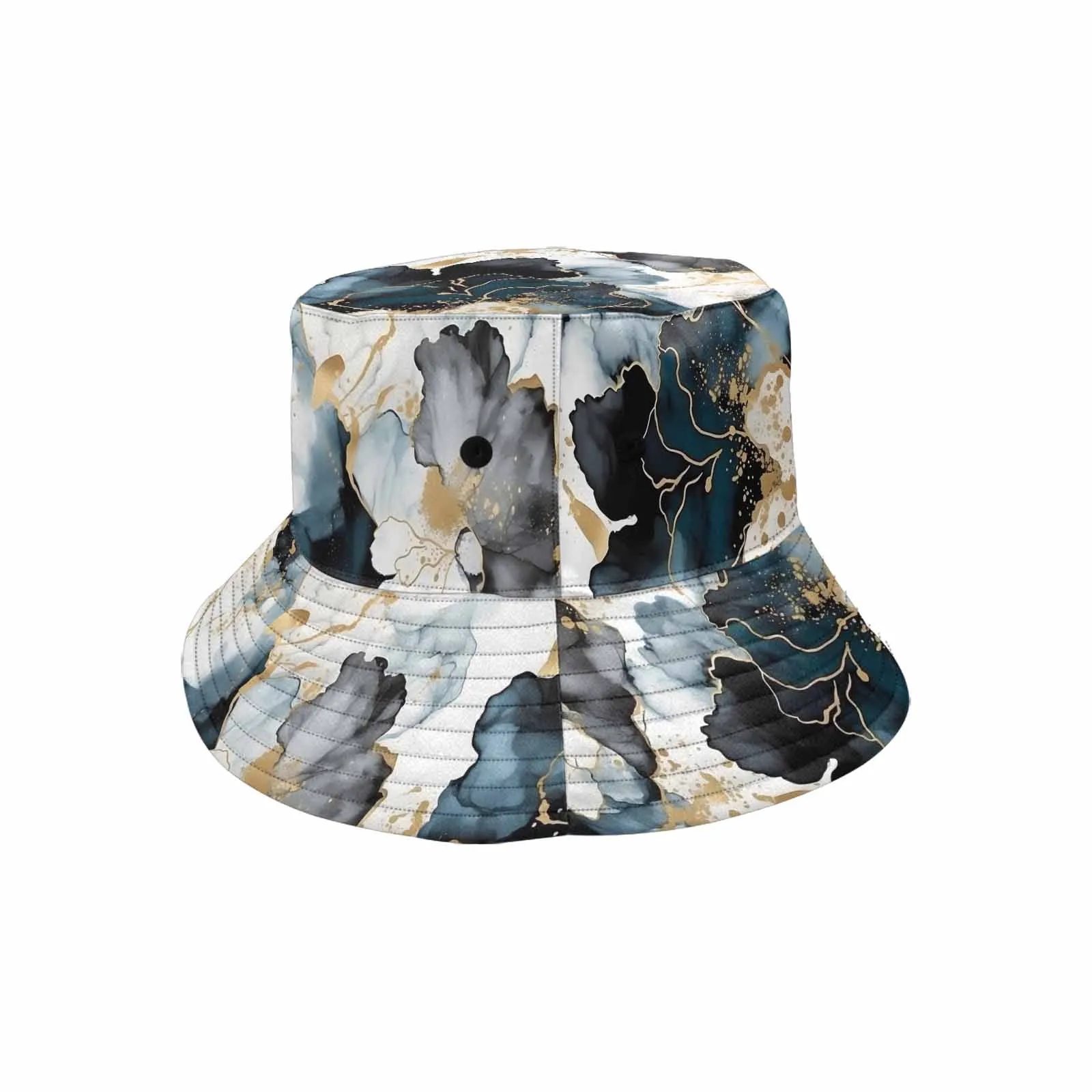 Black Ink Floral  Unisex Summer Single-Layer Bucket Hat