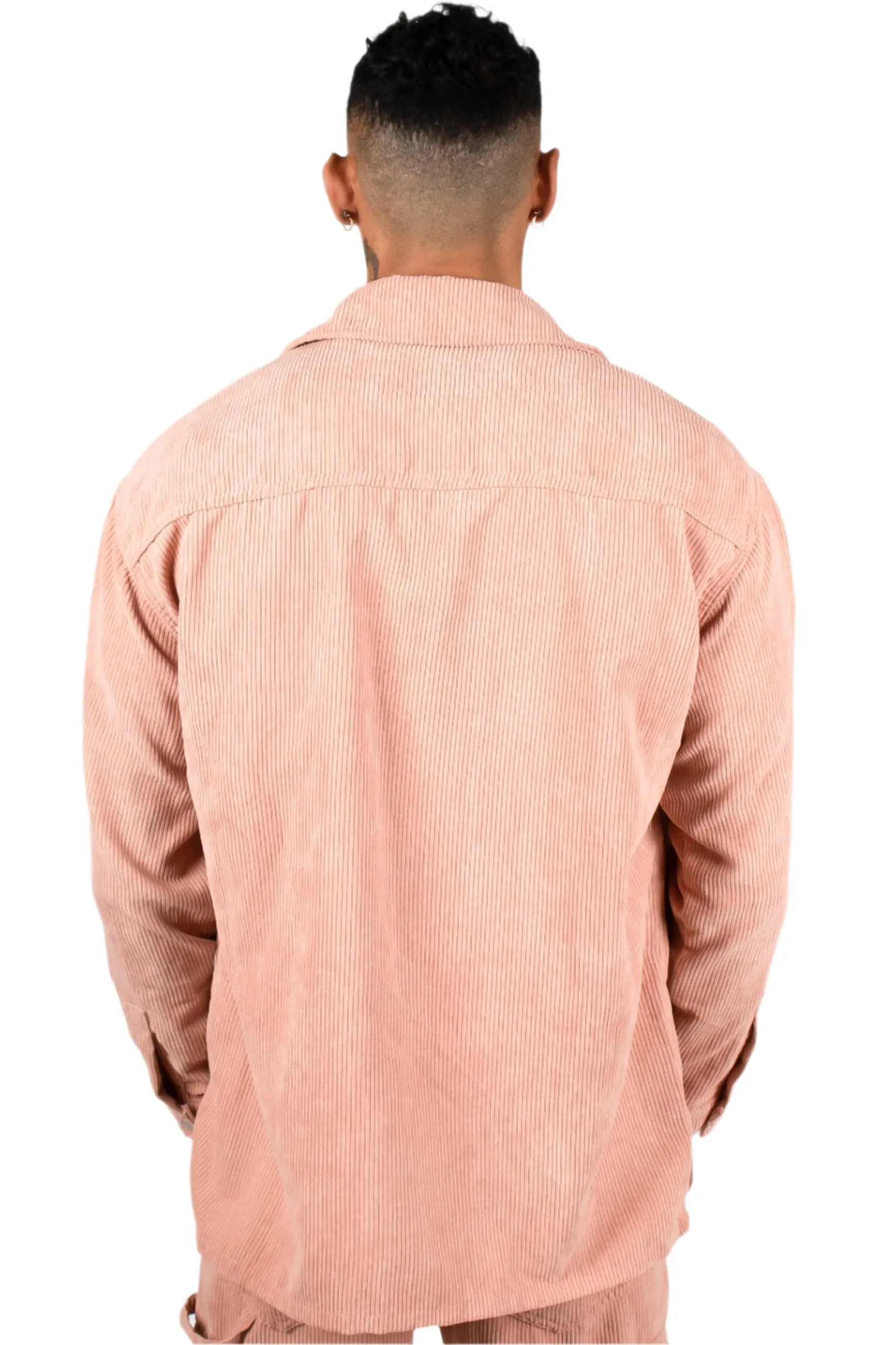 Blush Pink Corduroy Utility Cargo Shirt