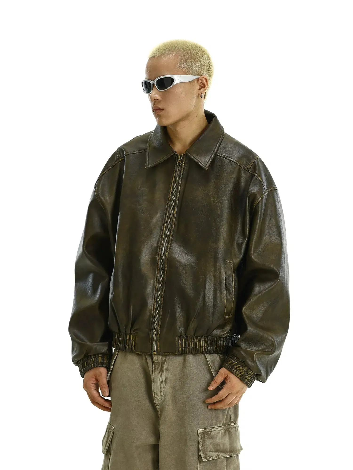 Bomber Style Leather Jacket