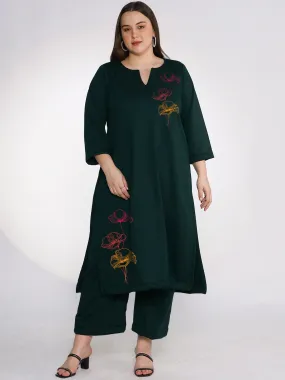 BottleGreen Fleece LongKurta - SunsetLily