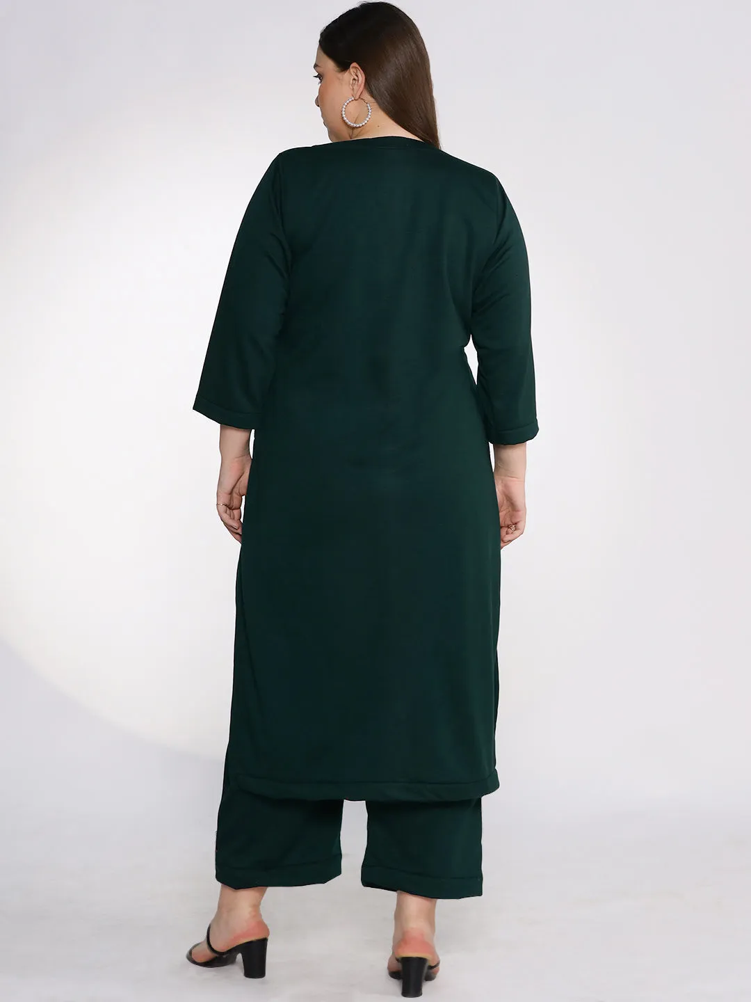 BottleGreen Fleece LongKurta - SunsetLily