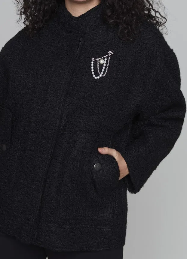 Boucle Button Front Jacket