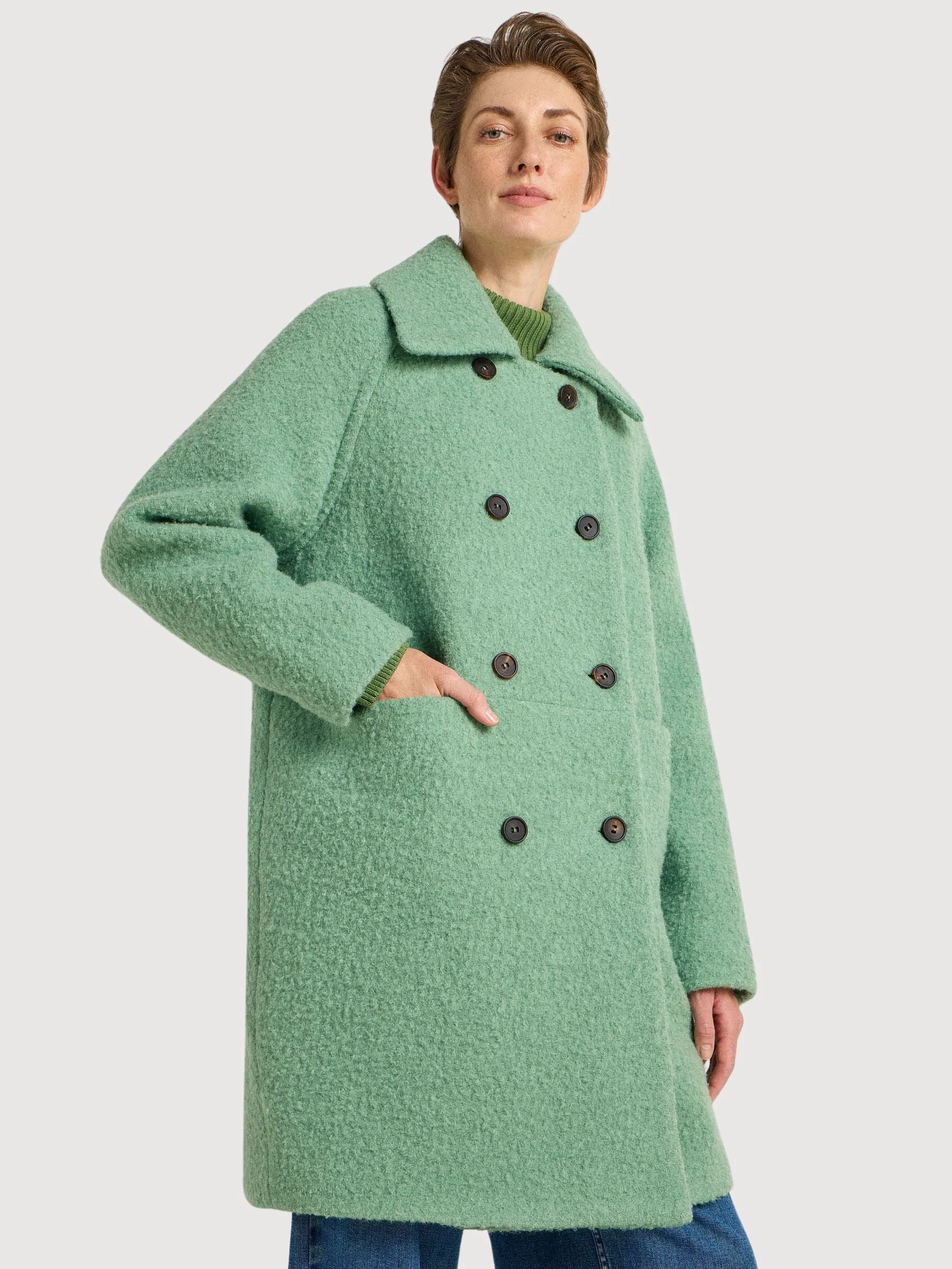 Boucle Mantel Frosty Green Woman Jacket | Lanius