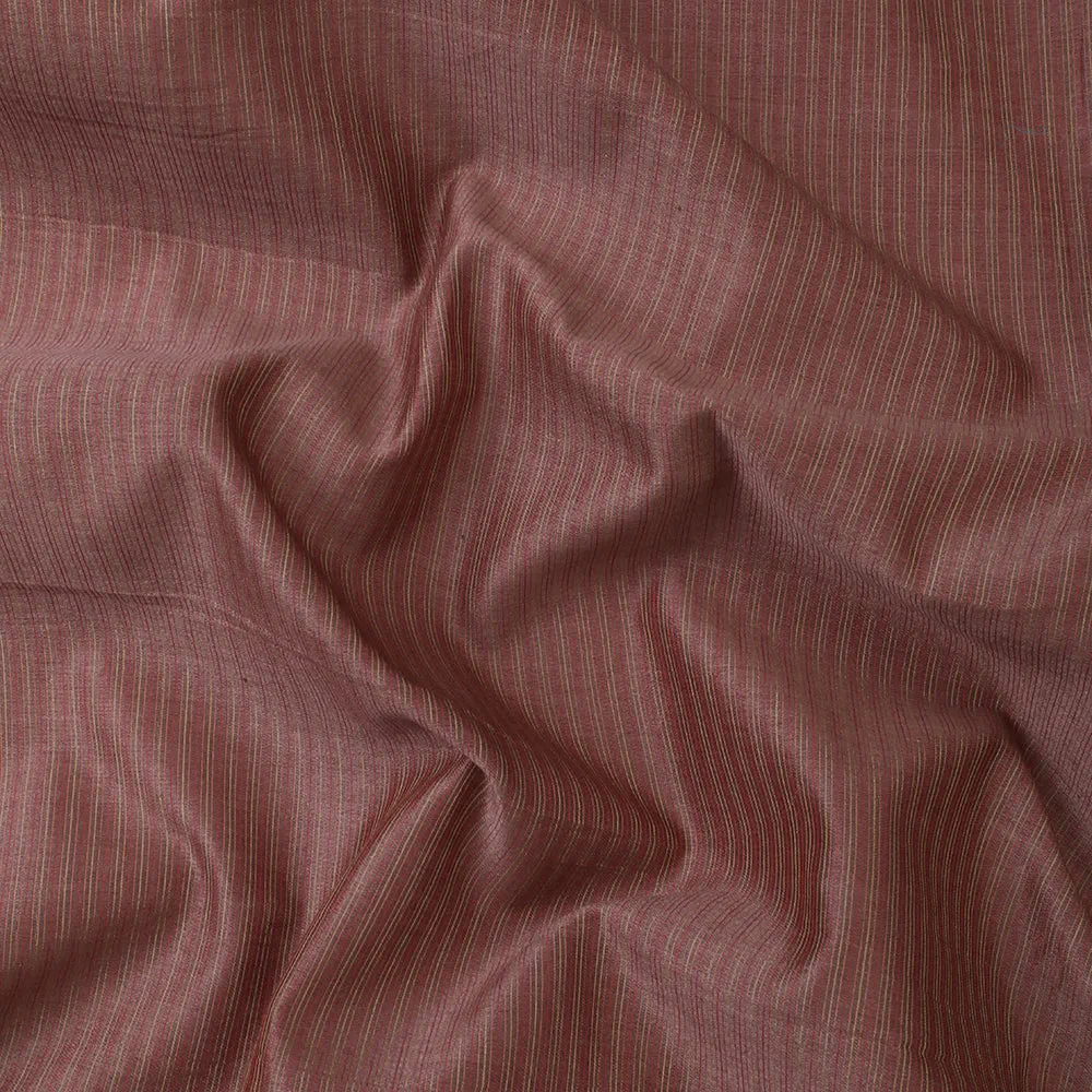 Brown Color Striped Fancy Chanderi Fabric