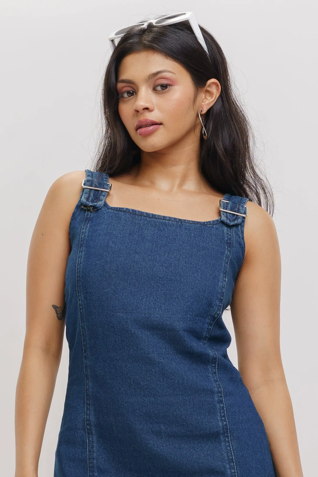 Buckle Up Denim Short Dress