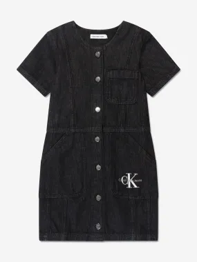 Calvin Klein Girls Denim Workwear Dress in Black