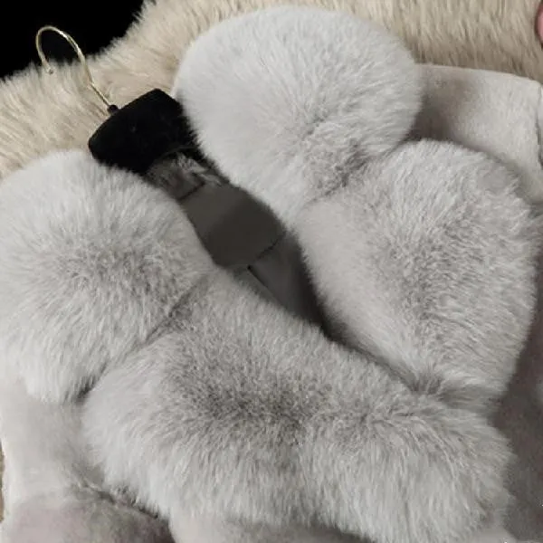 Chic Medium-Length Sheep Sheared Fur Coat