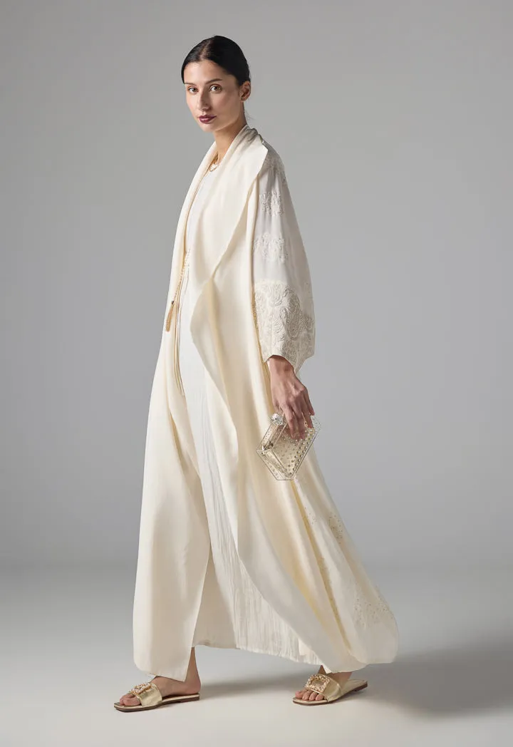 Choice Allover Sequined Maxi Abaya - Ramadan Style Cream