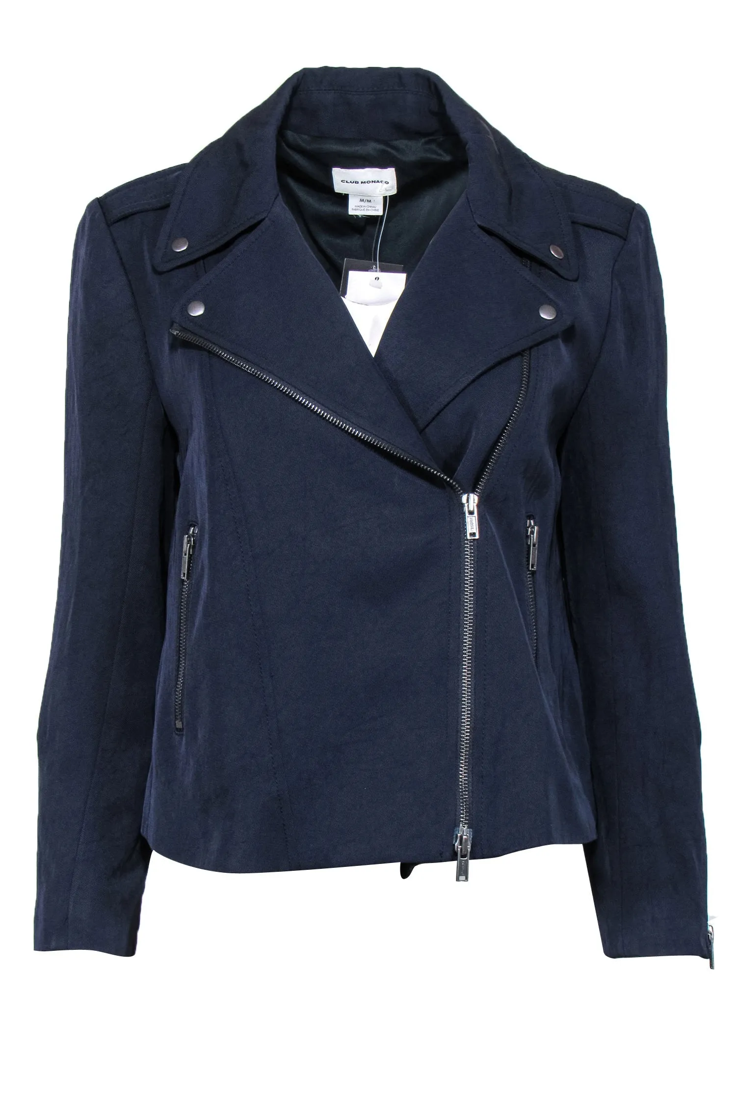 Club Monaco - Navy Zip-Up "Ramona" Moto Jacket Sz M