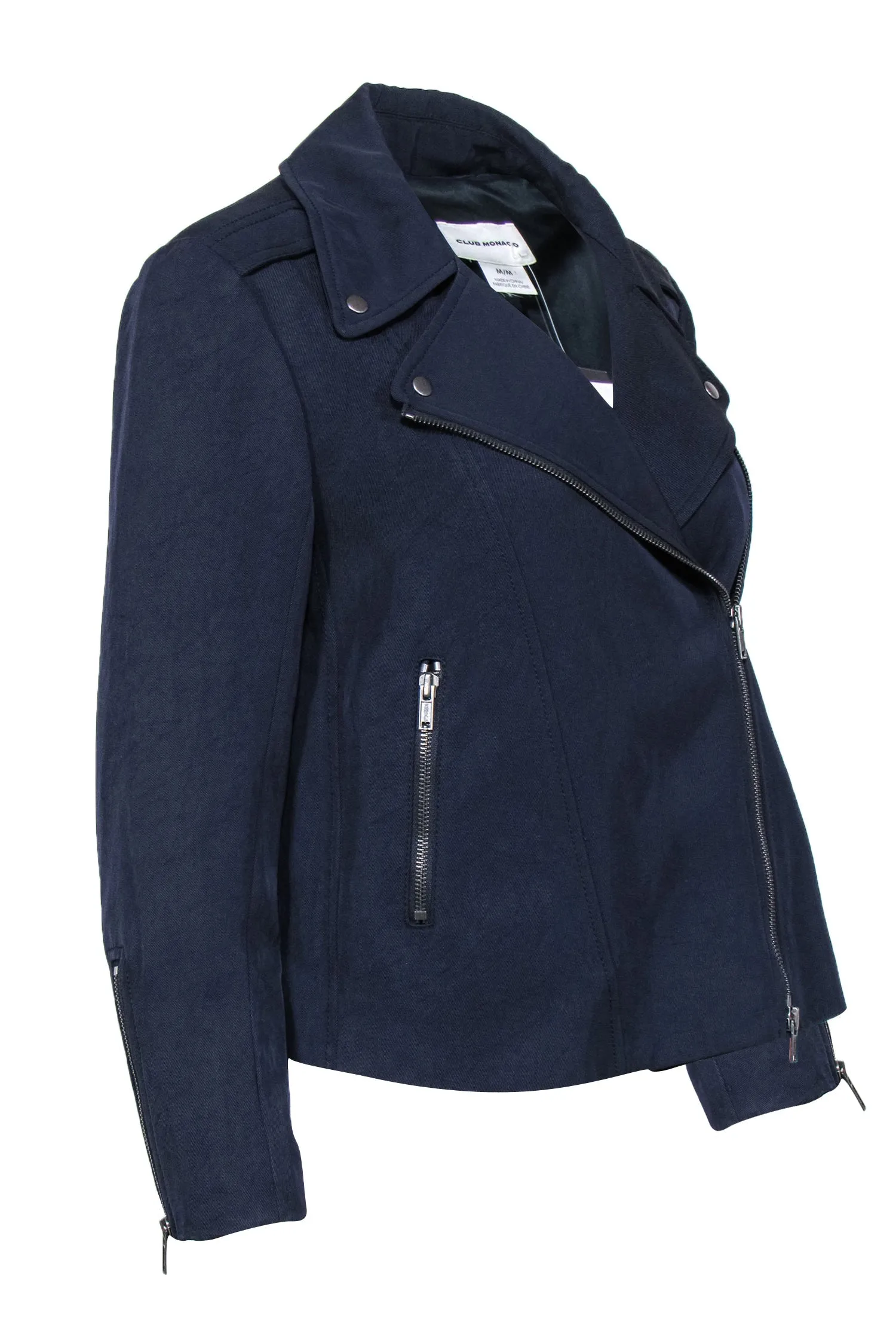 Club Monaco - Navy Zip-Up "Ramona" Moto Jacket Sz M