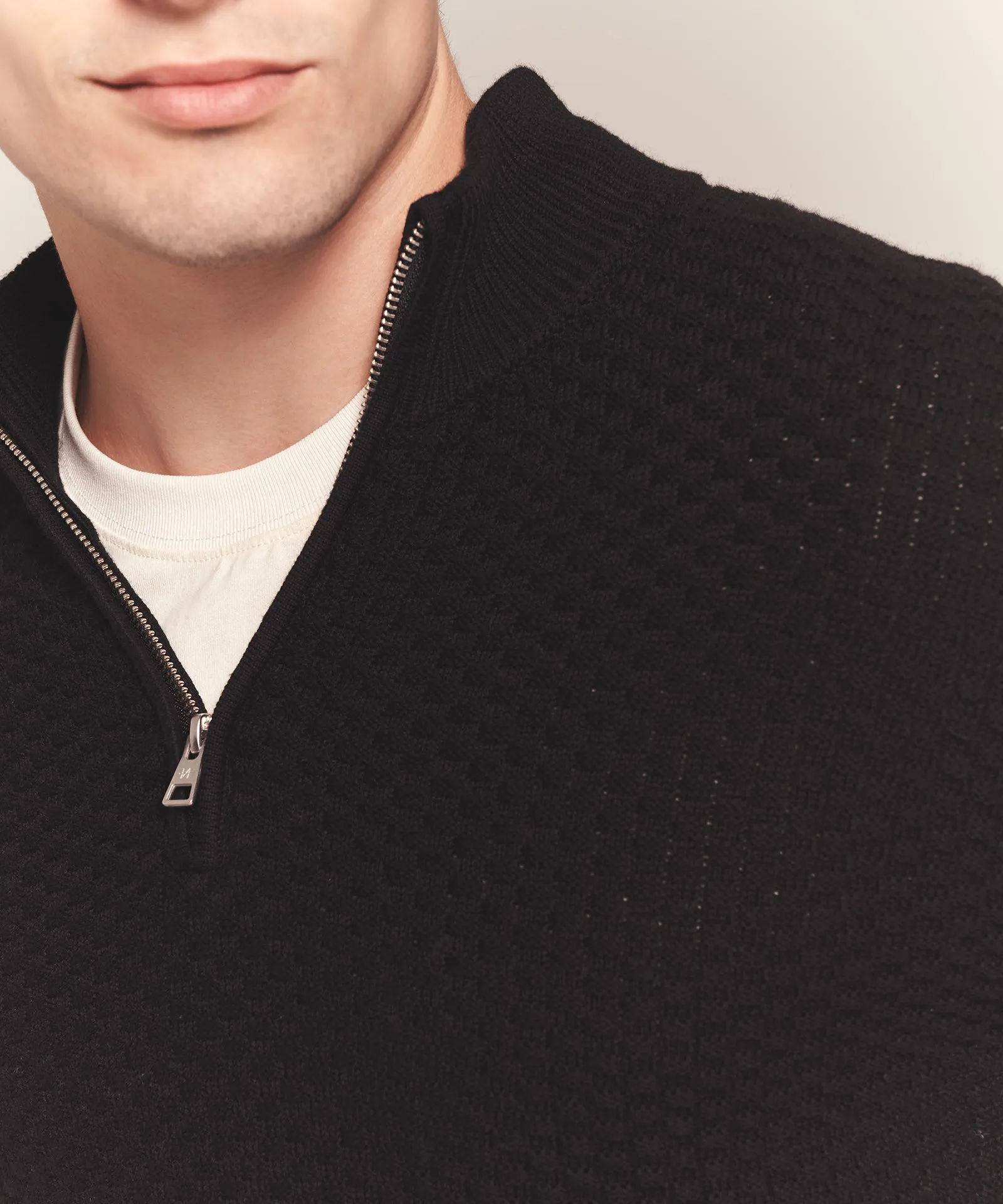 Cotton Cashmere Textured Quarter Zip