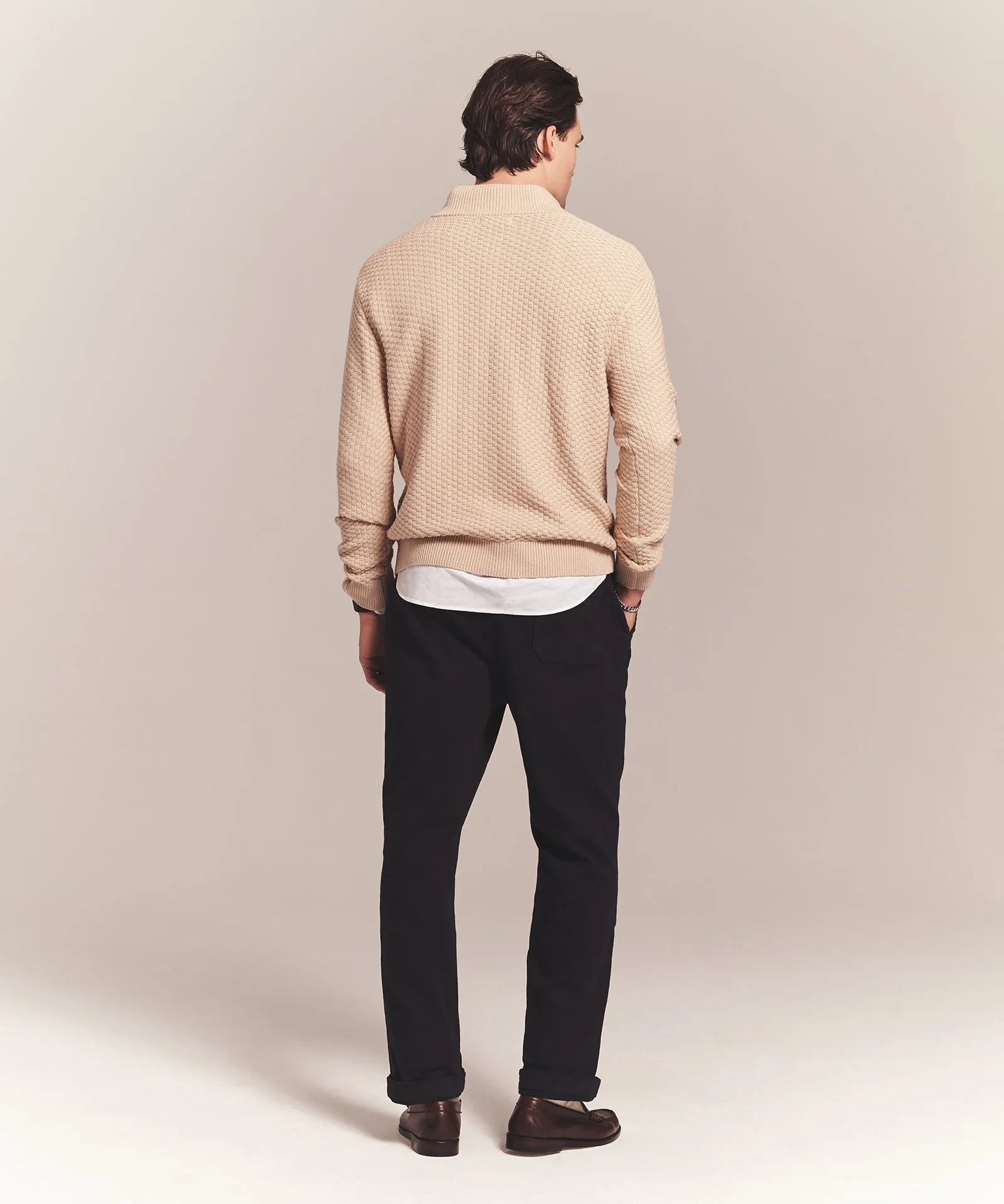 Cotton Cashmere Textured Quarter Zip