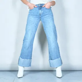 Cuffed raw hem denim jeans wholesale