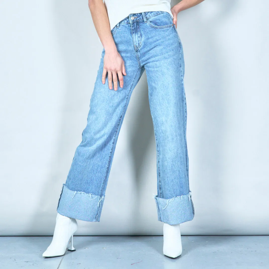 Cuffed raw hem denim jeans wholesale