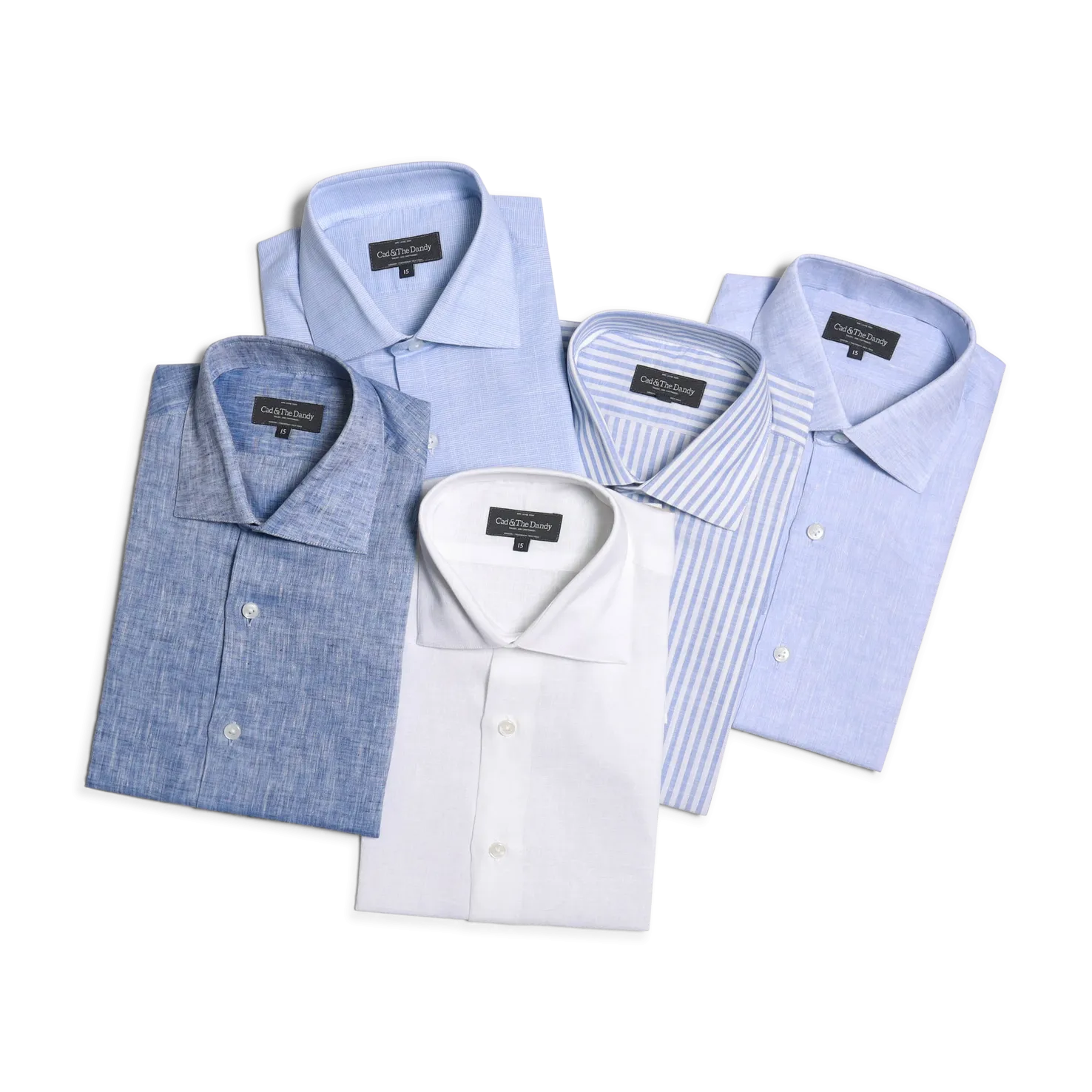 Cutaway Collar Shirt in Sky Blue Crossweave Linen