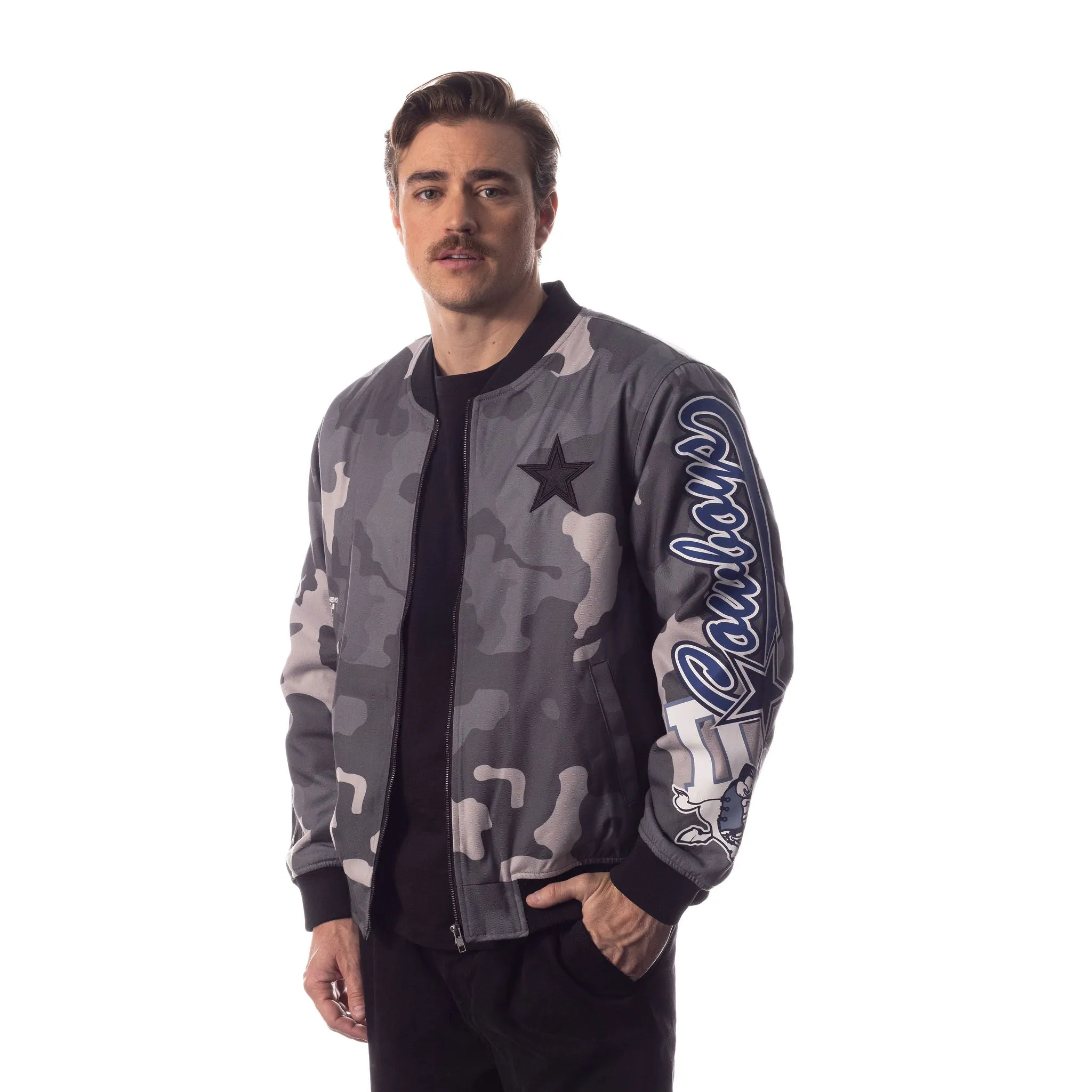 Dallas Cowboys Unisex Camo Bomber - Camo Grey