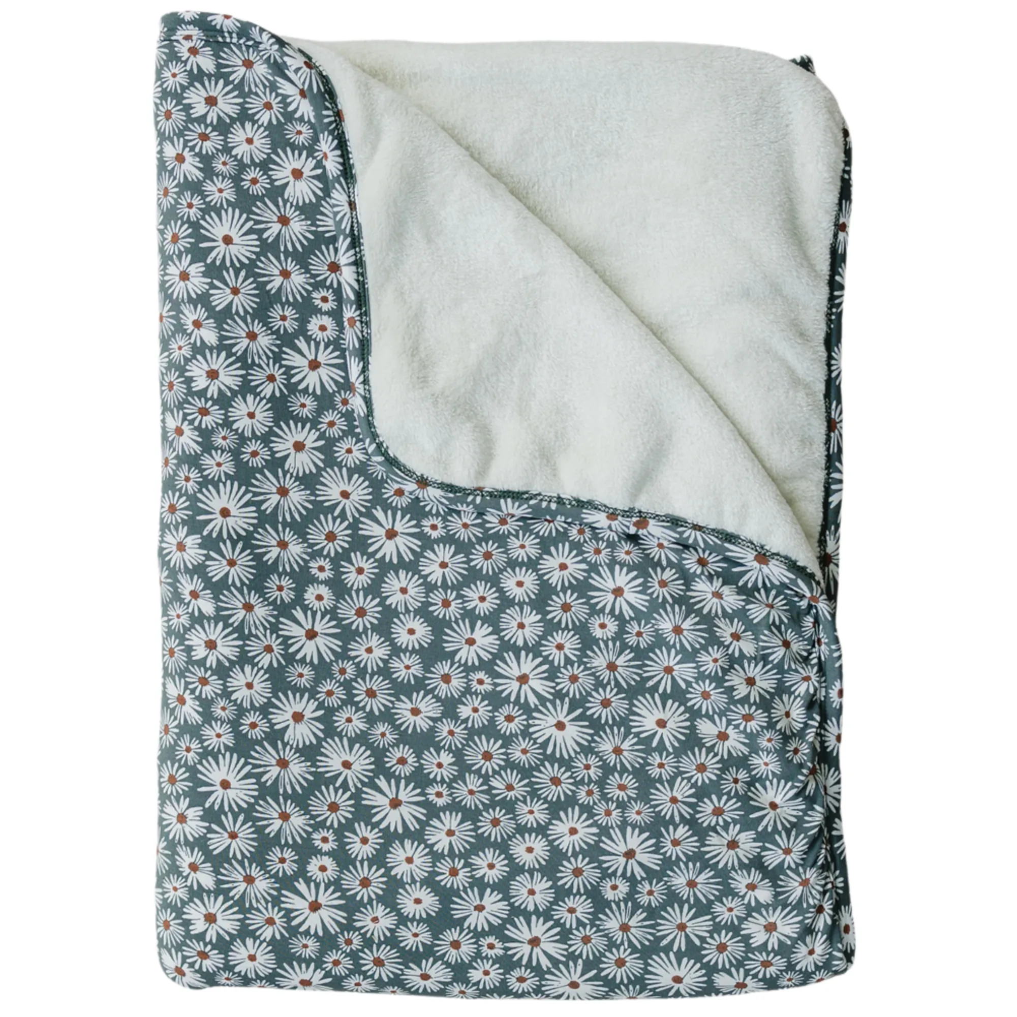 Dark Green Daisy Bamboo Fleece Quilt