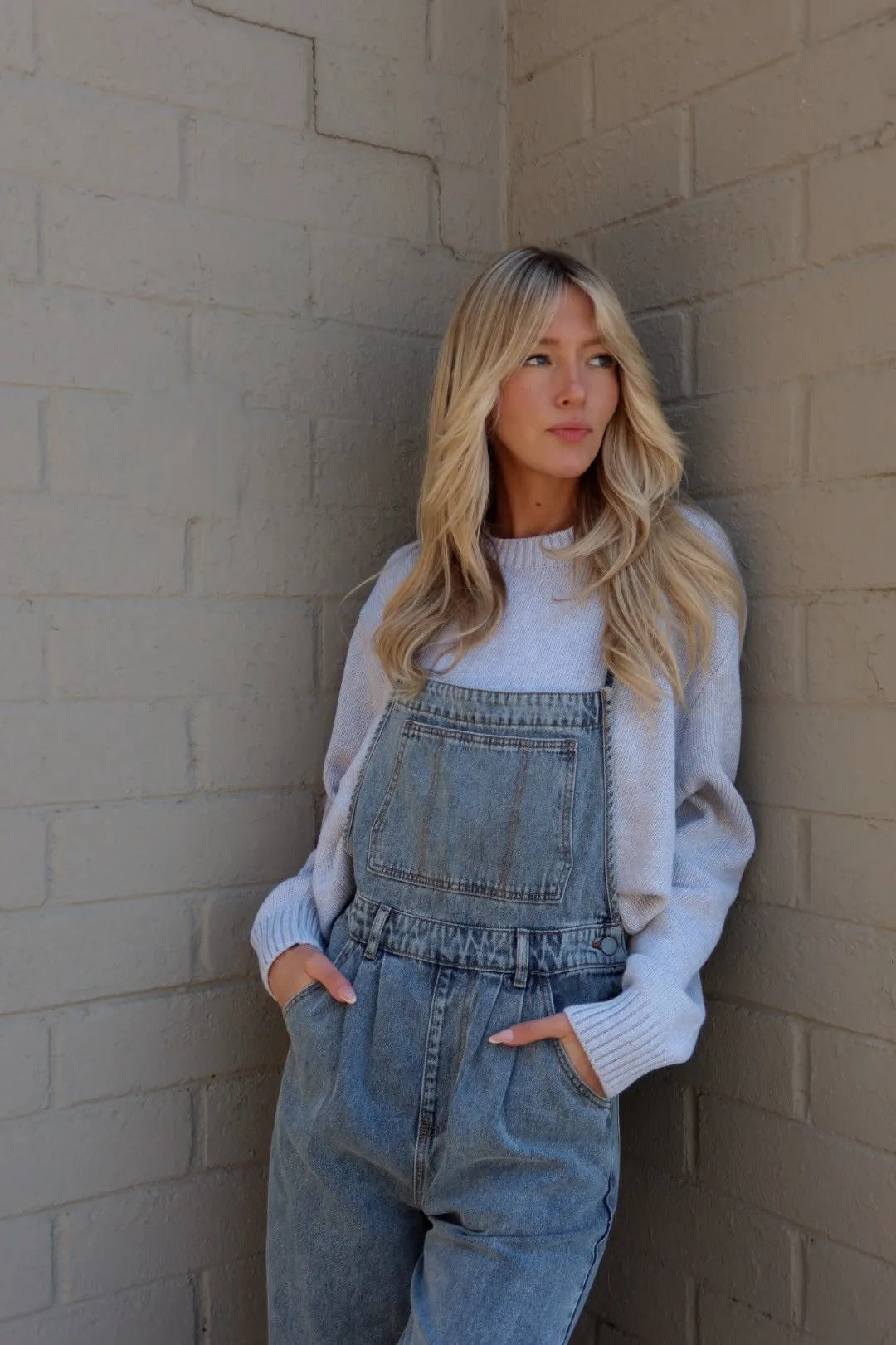 Denim Halter Tie Overalls