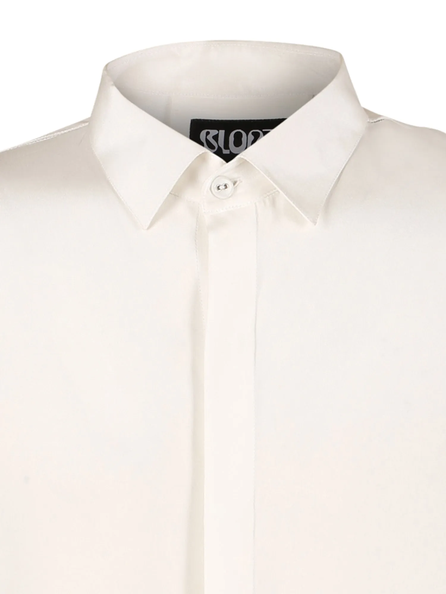 Drop shoulder white crepe shirt