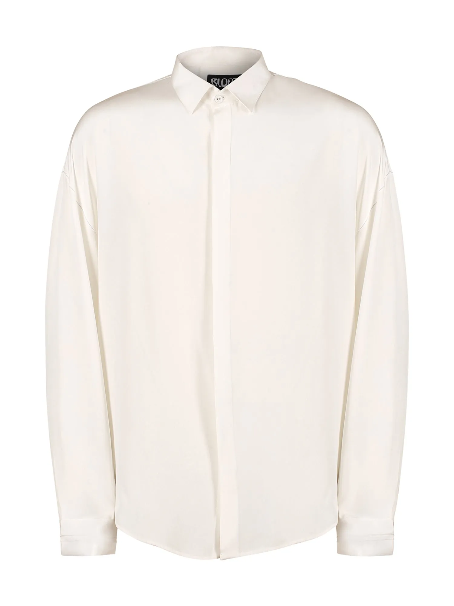 Drop shoulder white crepe shirt