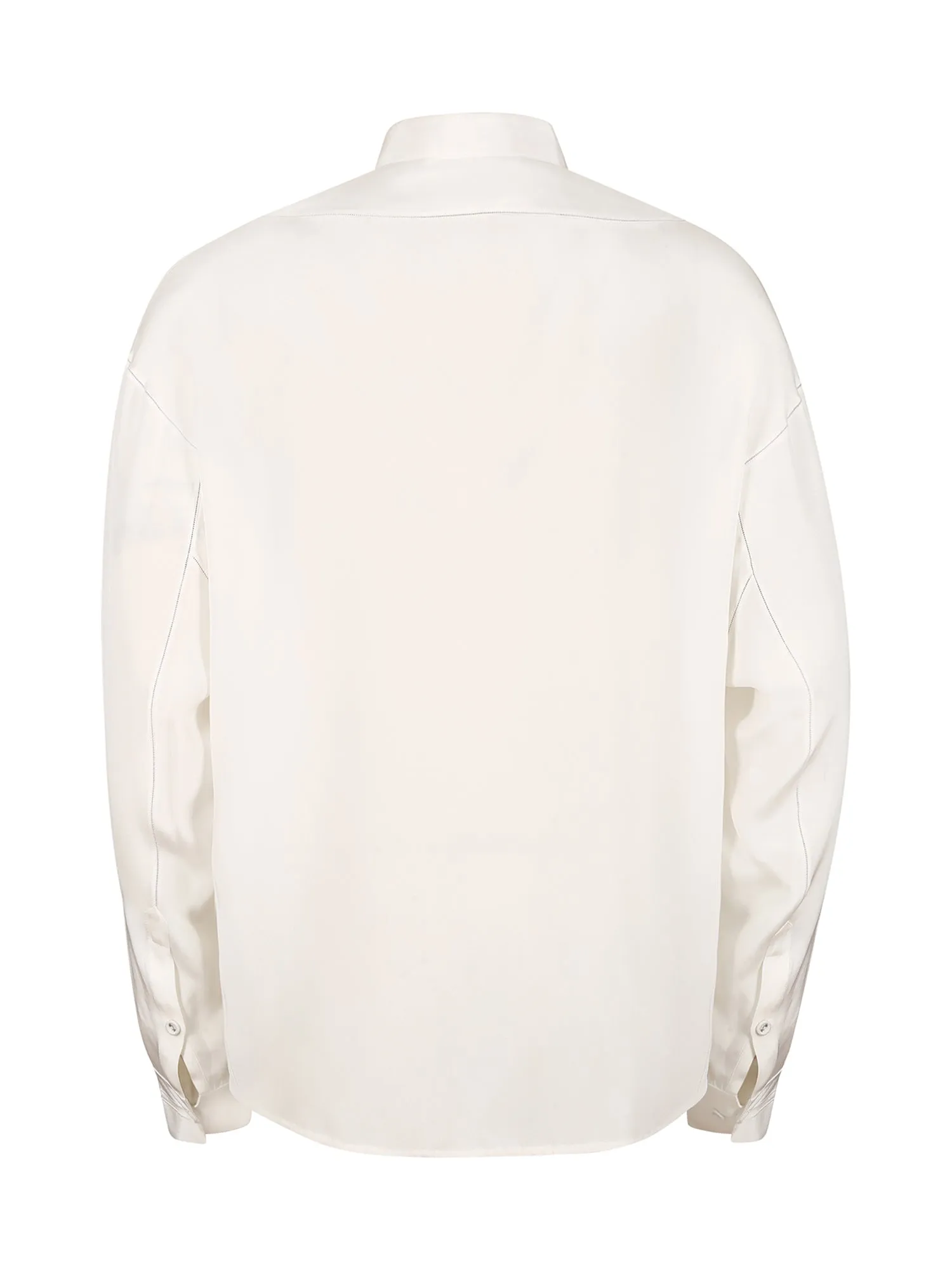 Drop shoulder white crepe shirt