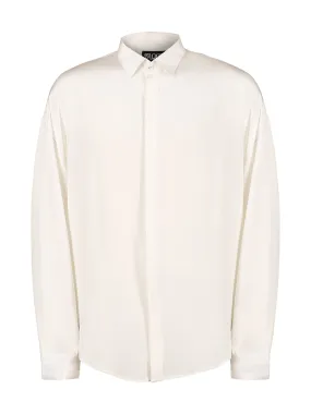 Drop shoulder white crepe shirt