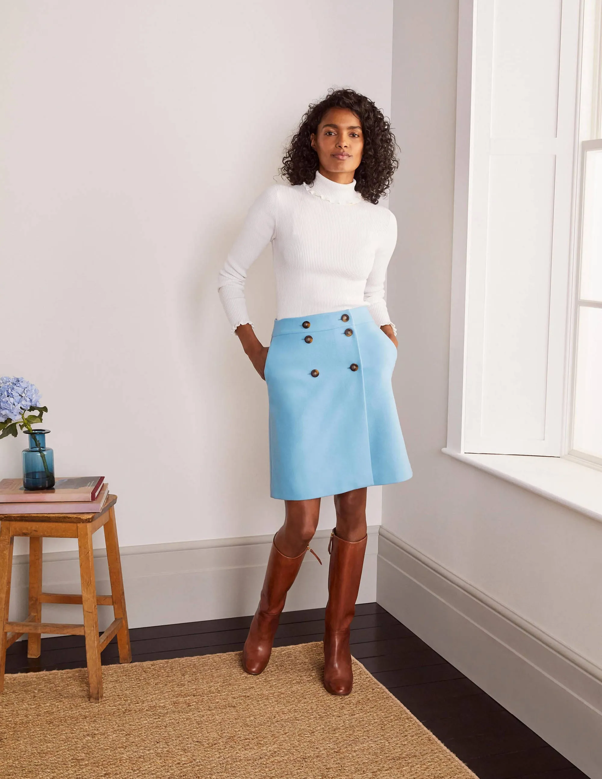 Eloise Mini Skirt-Frosted Blue