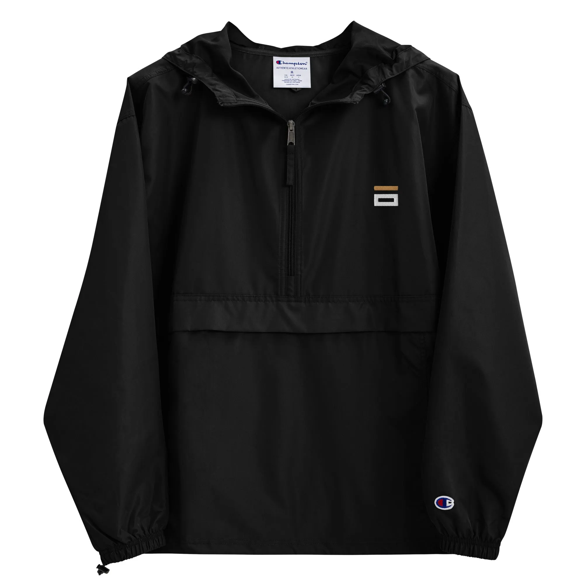 Embroidered Champion Packable Jacket Black