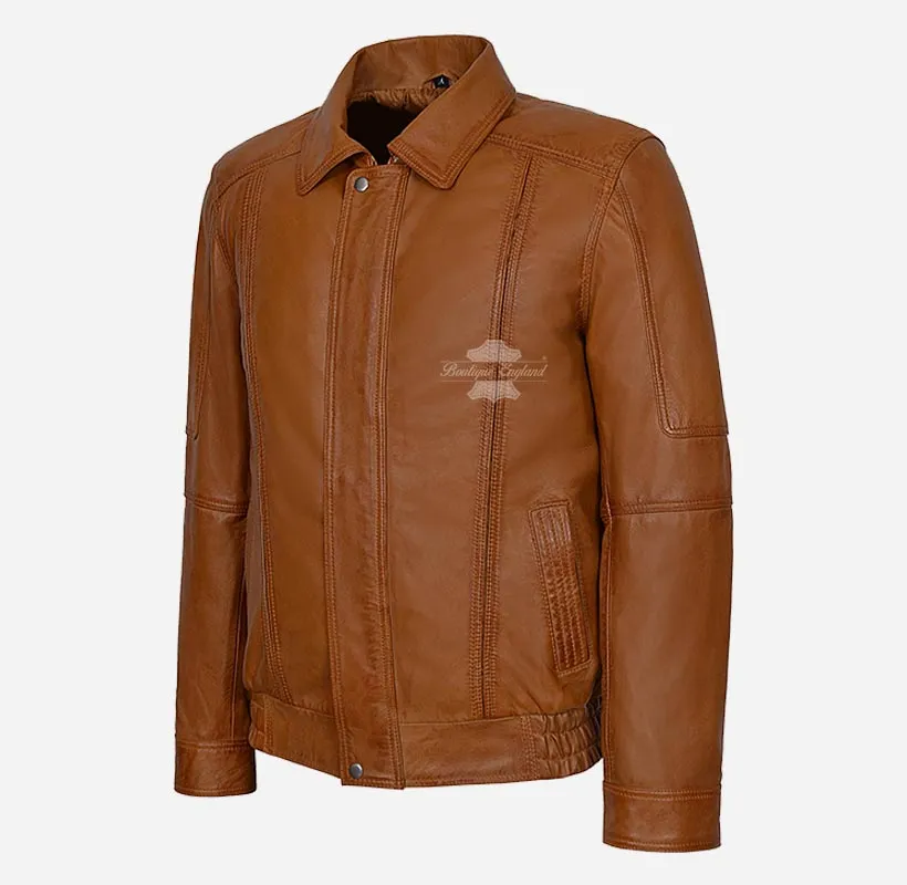 ESSEX Men's Leather Blouson Jacket Classic Soft Leather Jacket