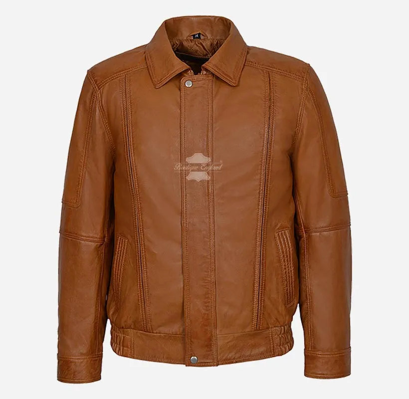 ESSEX Men's Leather Blouson Jacket Classic Soft Leather Jacket