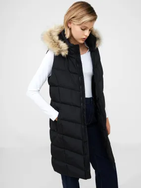 Faux Fur Hooded Chevron Puffer Gilet