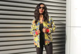 Festival Bomber Jacket in Gold African Print