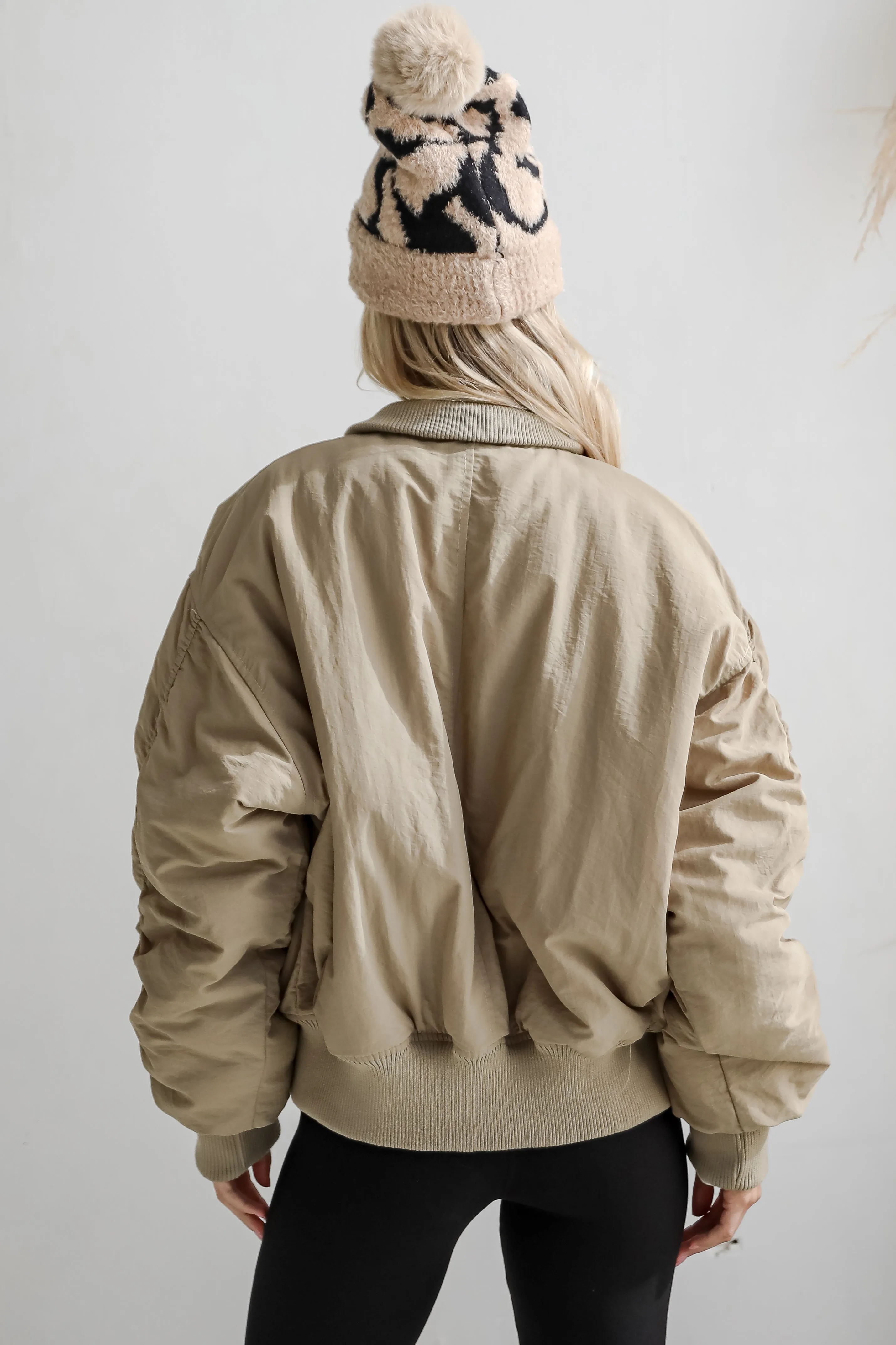 FINAL SALE - Coziest Forecast Light Olive Bomber Jacket