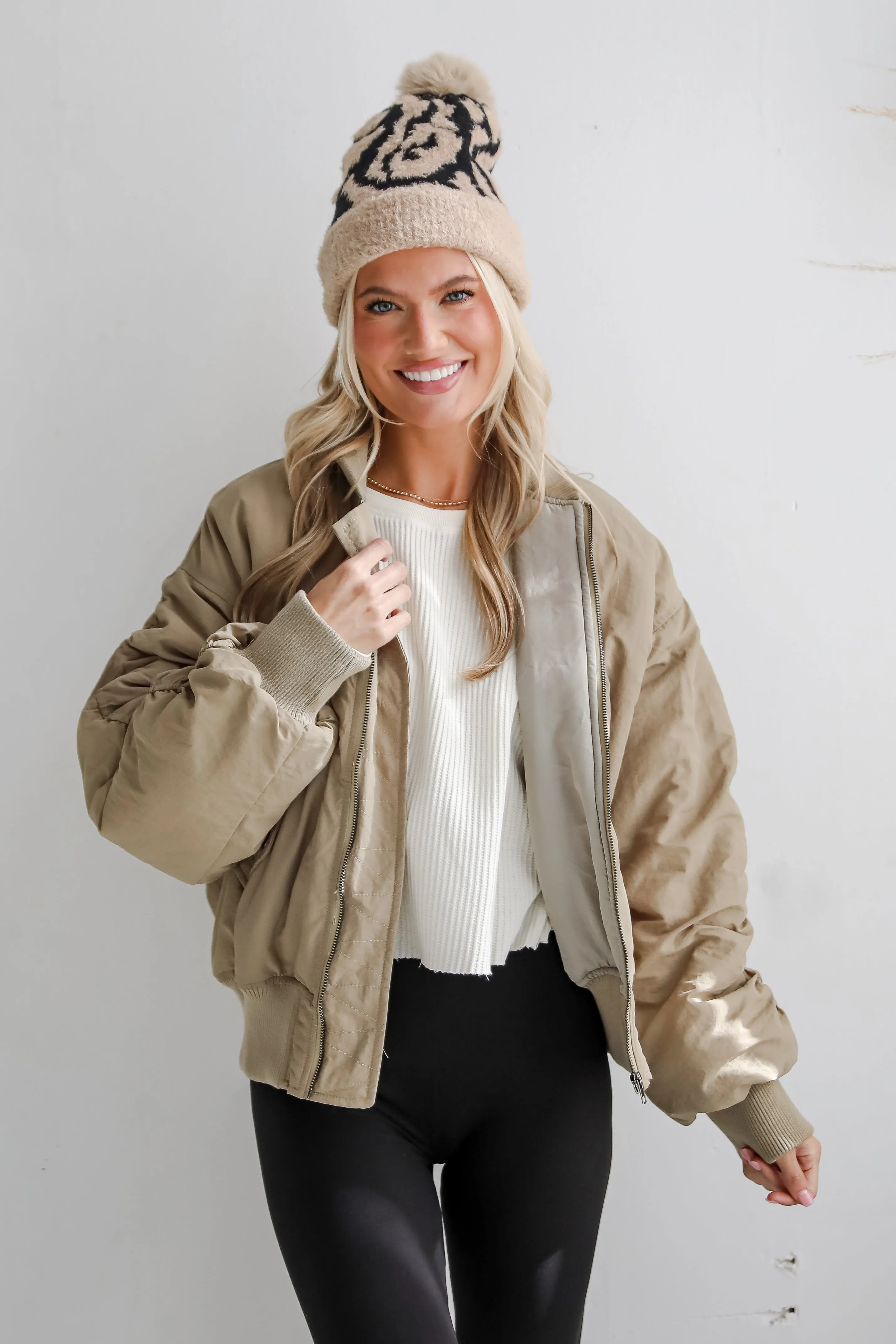 FINAL SALE - Coziest Forecast Light Olive Bomber Jacket