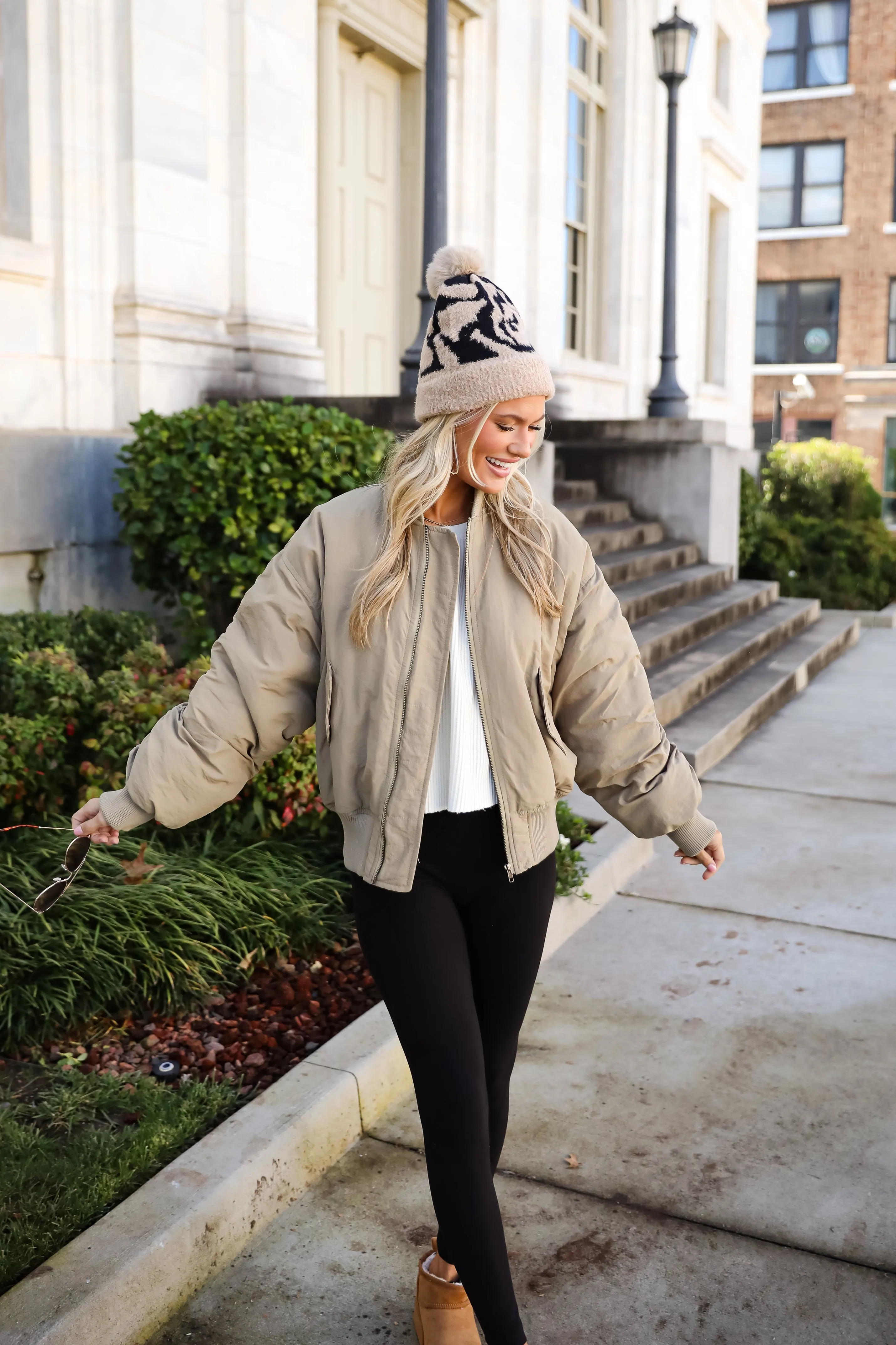 FINAL SALE - Coziest Forecast Light Olive Bomber Jacket